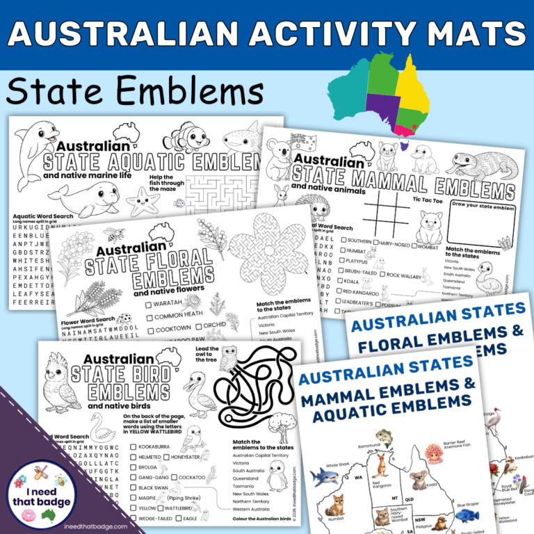 Australian State Emblem Activity Mats