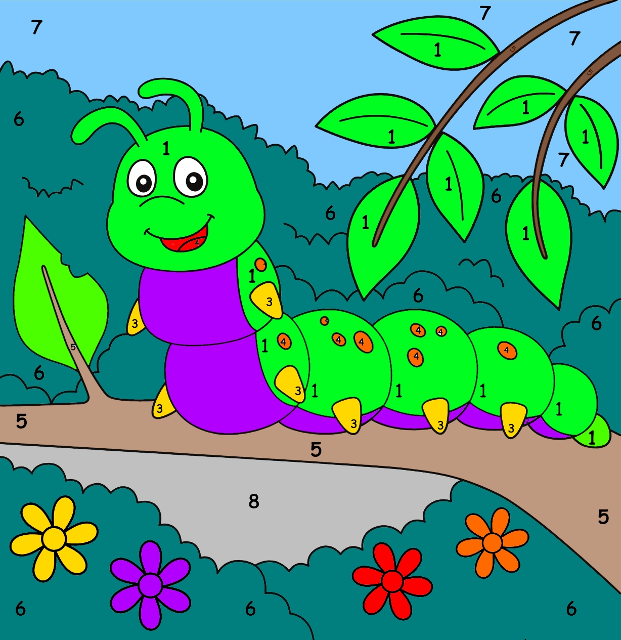 Caterpillar Colour By Number Resources INTB