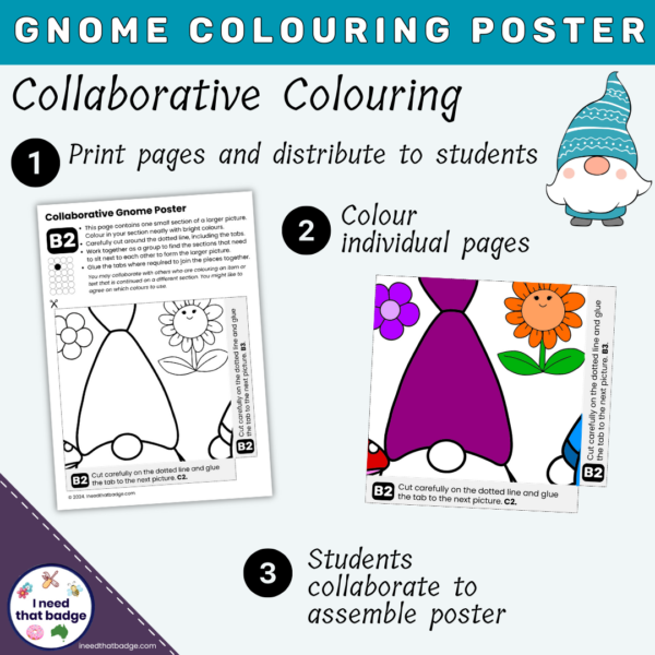 Gnome Collaborative Colouring Poster - Image 2