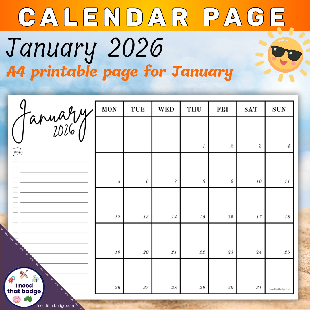 January Calendar Page INTB