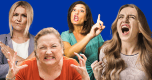Illustration representing the “Karen” memes, showing women expressing frustration