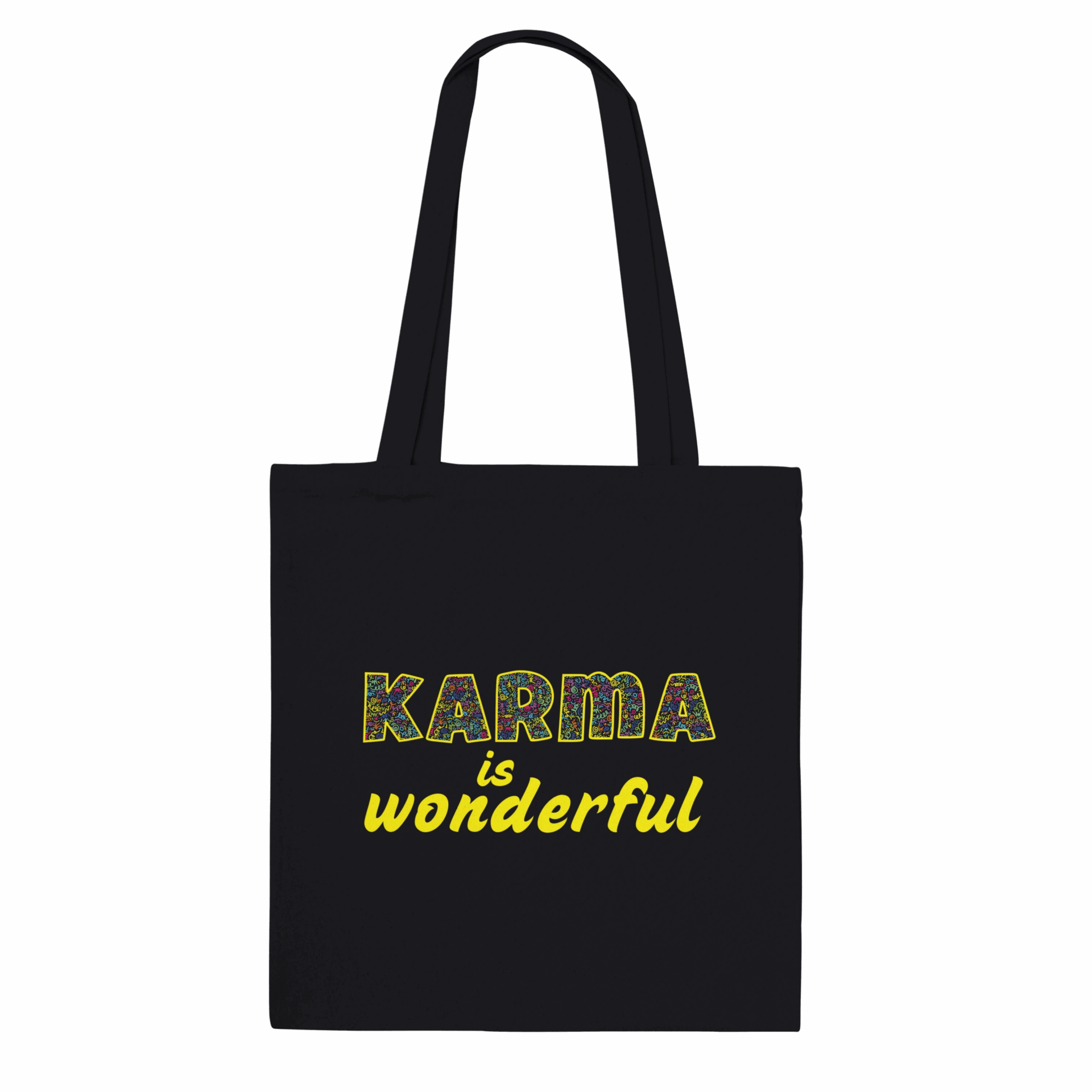 Back of bag with text