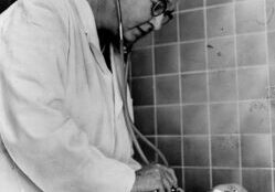 Virginia Apgar monitoring a baby