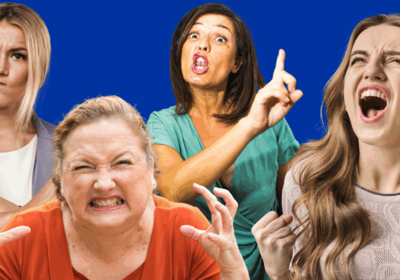 Illustration representing the “Karen” memes, showing women expressing frustration